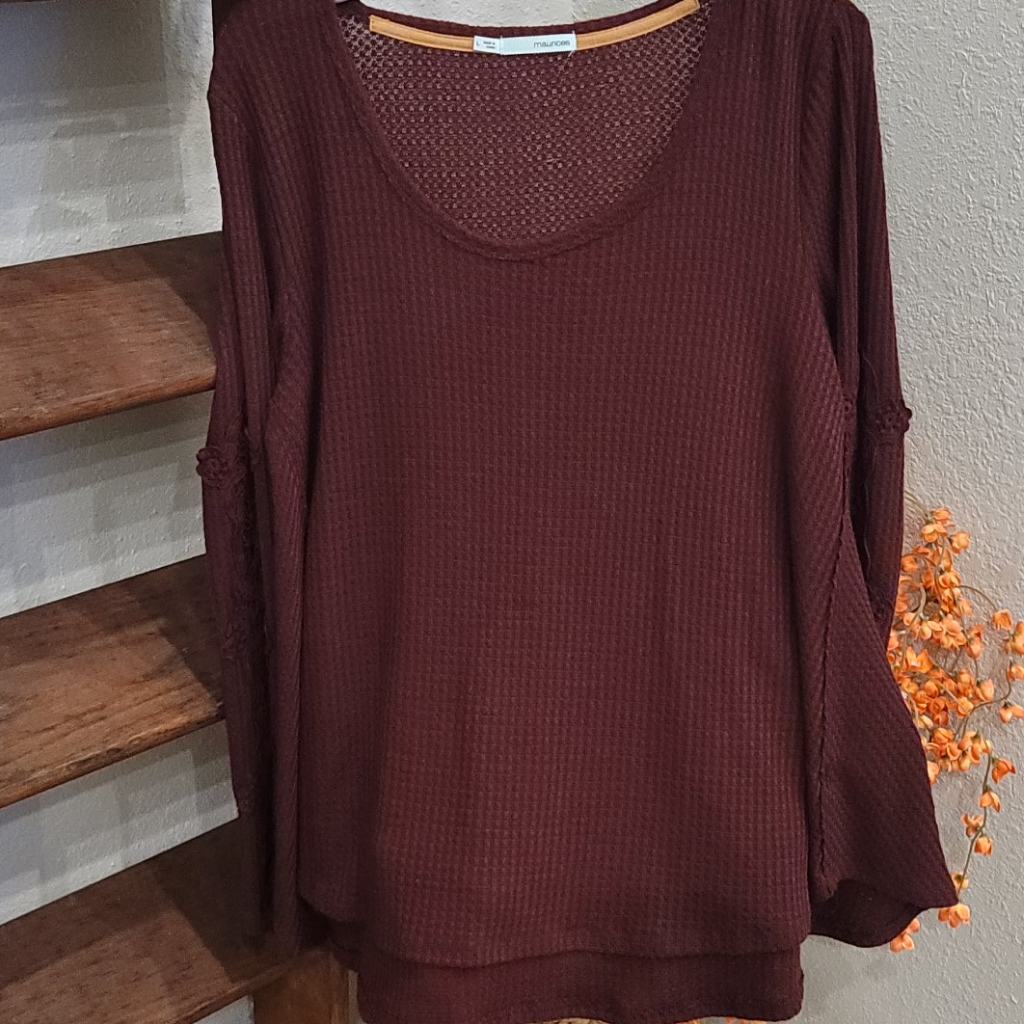 Maroon Shirt With Detailed Sleeves